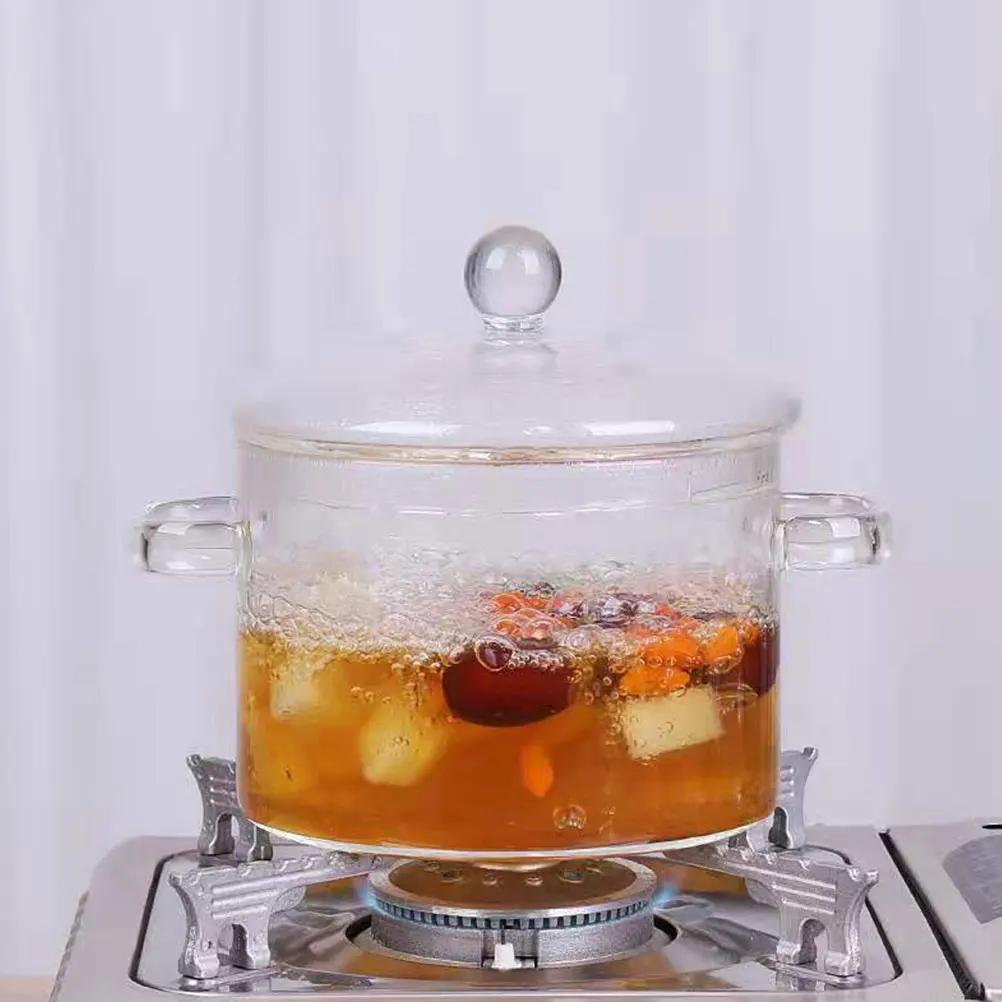 

Heat Resistant Glass Stew Pot Ergonomic Handle Large Capacity Clear Soup Cookware Home Restaurant Multi Use Kitchen Tool
