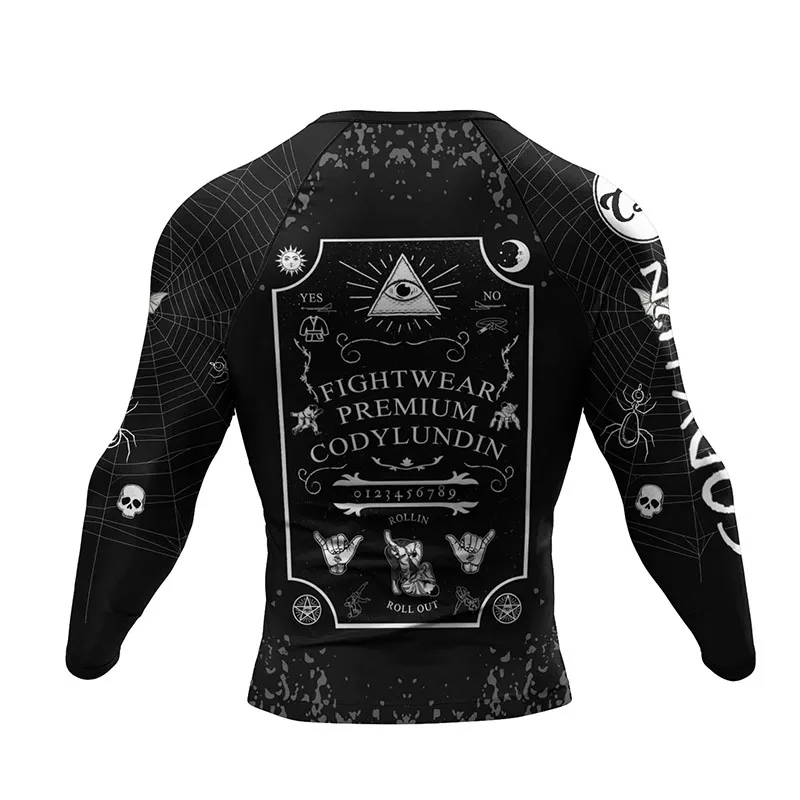 Nowe męskie koszulki Rashguard MMA Jiu JitsuT + spodnie 4 sztuk/zestaw koszulki bokserskie Bjj KickBoxing spodenki Muay Thai odzież sportowa odzież