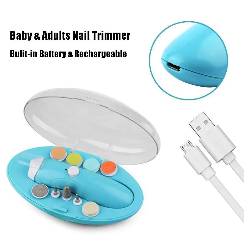 Electric Baby Nail Trimmer 9 in 1 Electric Baby Nail File Kit Rechargeable Infant Toes Fingernails Clippers Baby Care Tools
