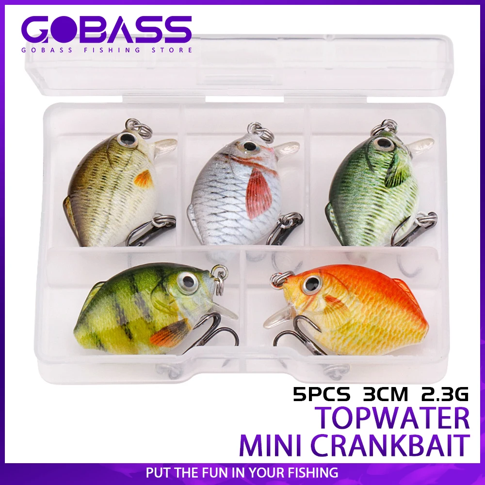 GOBASS 5pcs 30mm 2.3g Mini Crankbaits Fishing Lure Floating Wobbler For Pike/Trolling Rattling Artificial Hard Bait Perch Tackle