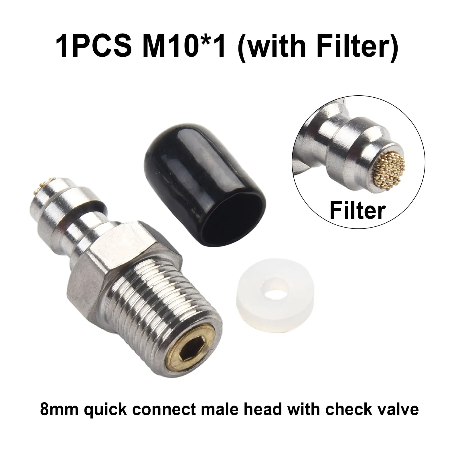 Male Head Quick Connect Check Valve PCP Filling Joint With Filter M10*1 Adapter For High Pressure Pumps 1PCS 8mm