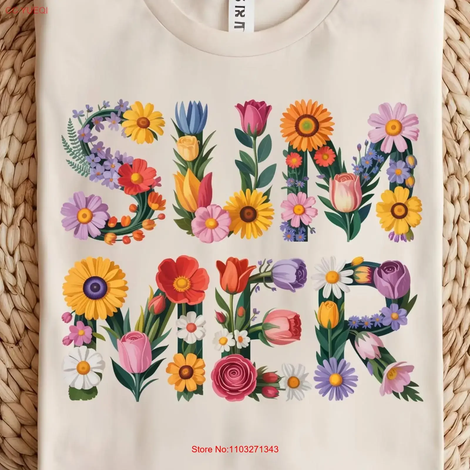 Letras florales de verano PNG tipografía de flores silvestres Clipart colorido jardín flor arte Cottagecore sublimación para decoración camiseta