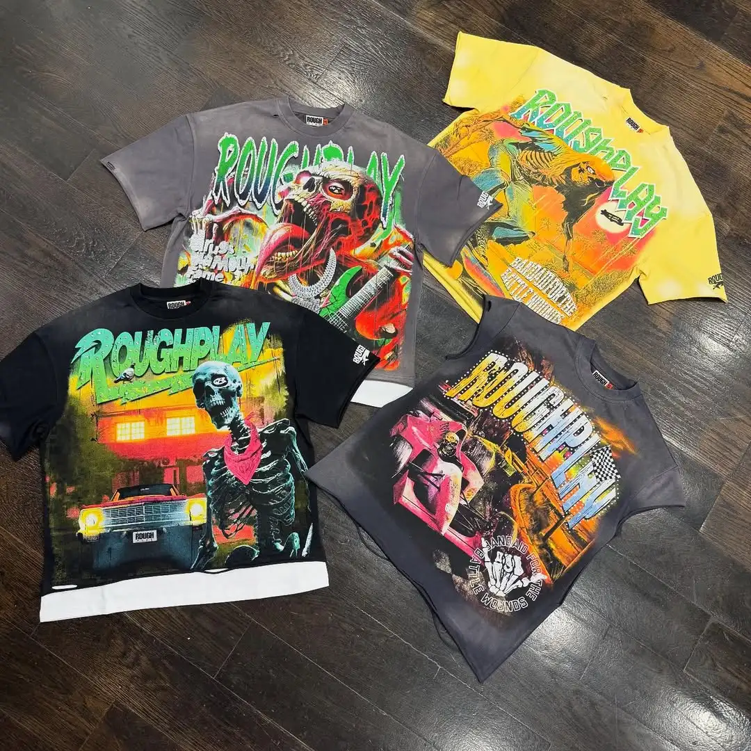 Camiseta de manga corta de gran tamaño con diseño de calavera gótica de American Rock para mujer, camiseta informal Retro de calle alta Y2k para parejas