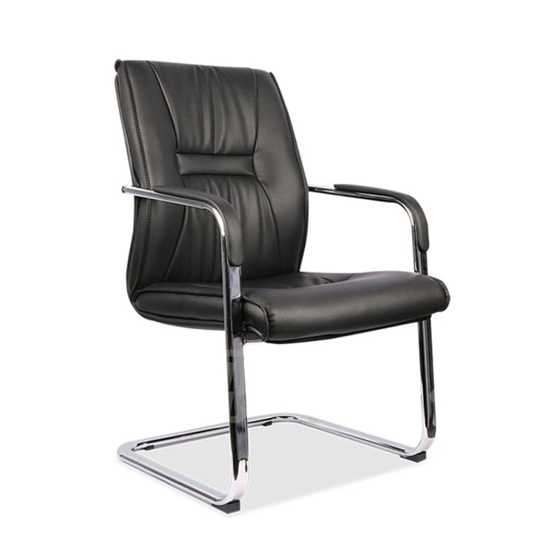 

@#Sturdy Mid-Back Bow-Shaped Office Chair Non-Slip Fixed Frame Desk Chair for Reception Area Office Staff Work Study