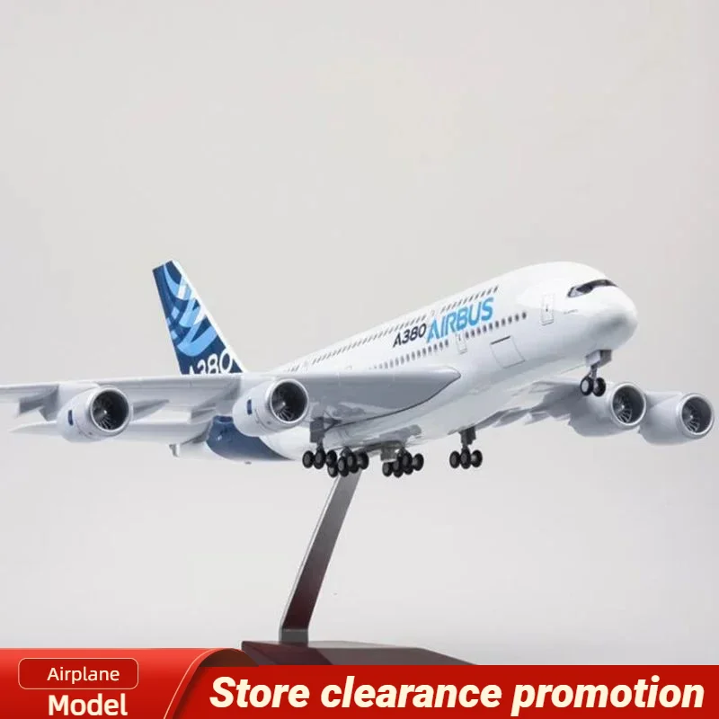 1:160 Scale 50.5CM Model Airplane Airbus A380 Prototype Airline With Light and Wheel Diecast Resin Plane Collection Display Toy