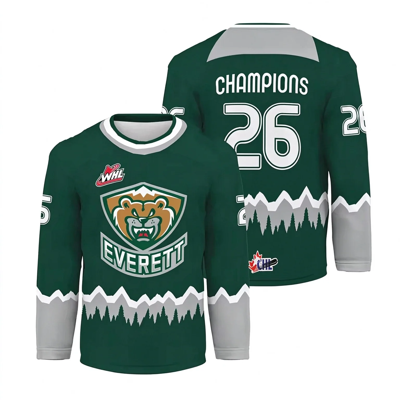 New Arrival 2026 AI-Exclusive Design Everett Silvertips Champions 2026 Edition Hockey Jersey #26 3D-Print T-Shirt Adults Kids