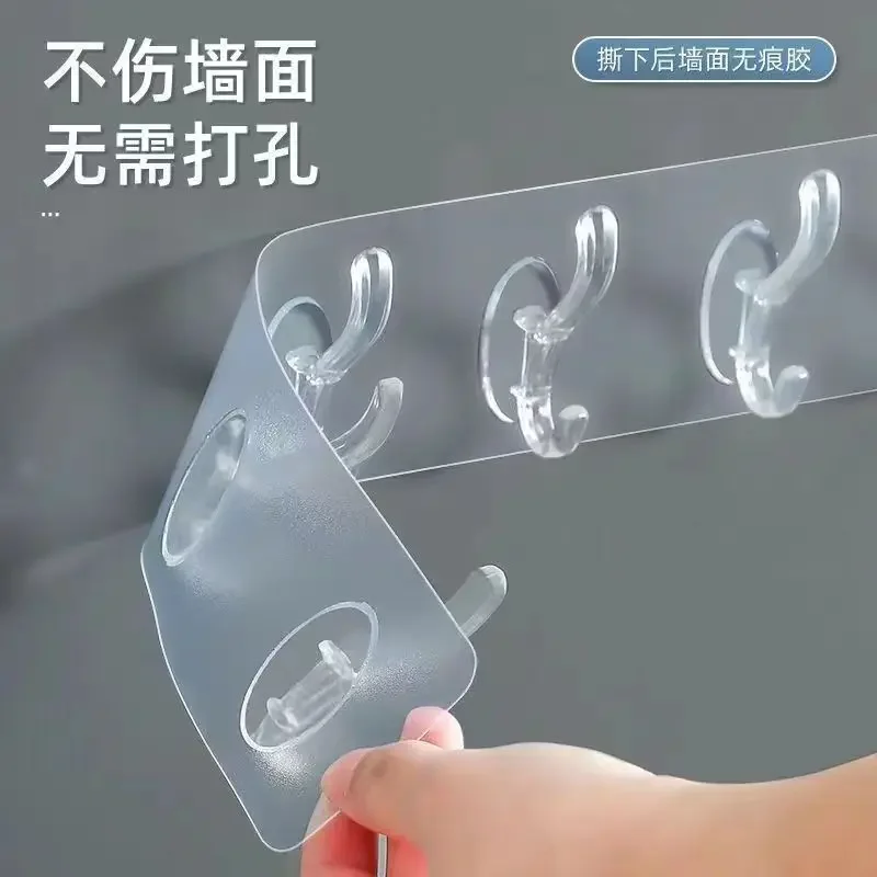 yesHooks Wall Mounted Hanger with Sticker Heavy Duty Kitchen Rail Rack Bathroom PP Coat Hat Holder Clothes Towel Storage Hook