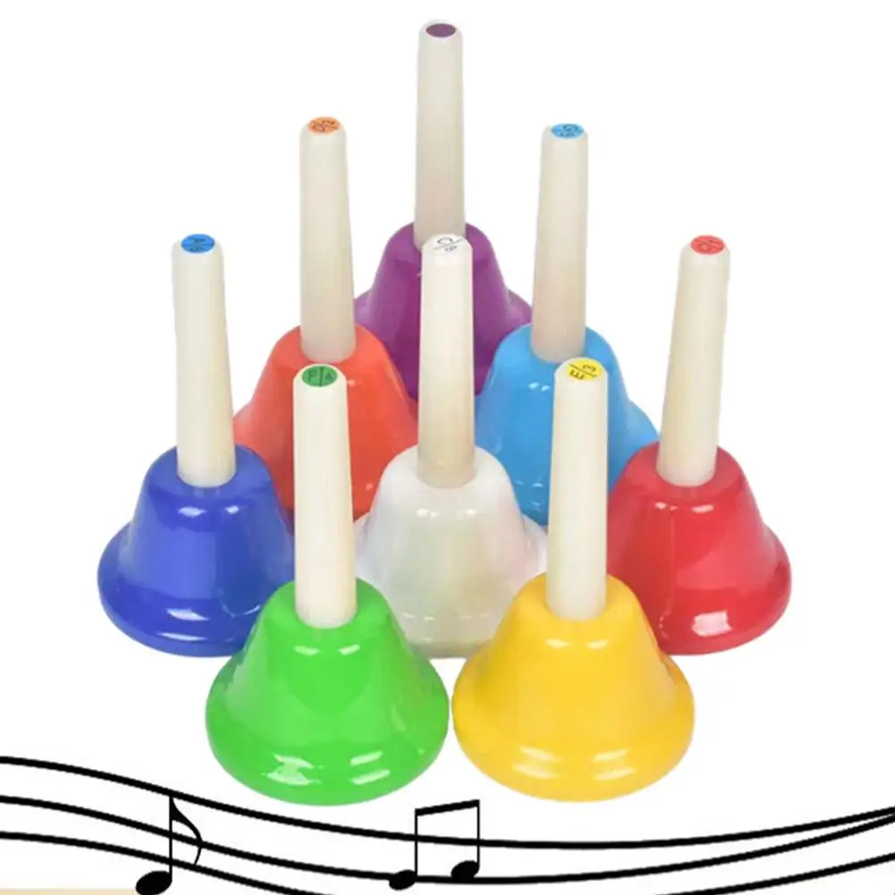 子供のためのカラフルなオーフ楽器セット,ハンドベル,8音,音楽玩具,幼児教育,美しいクリスマスプレゼント