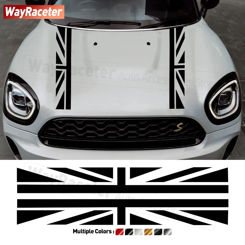 

Union Jack Flag Engine Cover Vinyl Decal Bonnet Hood Band Stripes Sticker For MINI Countryman U25 2024 R60 F60 JCW Accessories