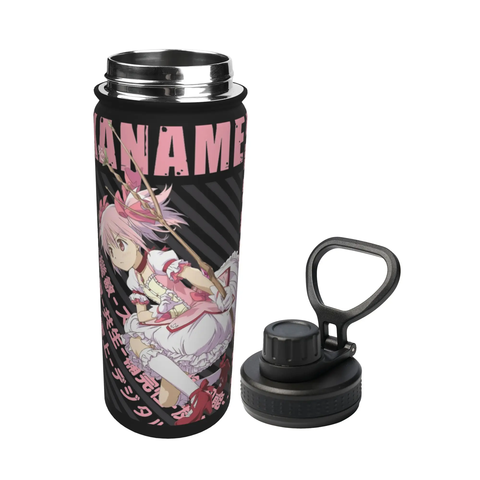 Puella Magi Madoka Magica 18OZ Sports Insulated Kettle Anime Coffee Cups Vacuum Flask Office Home Mugs Hot Cold Drink