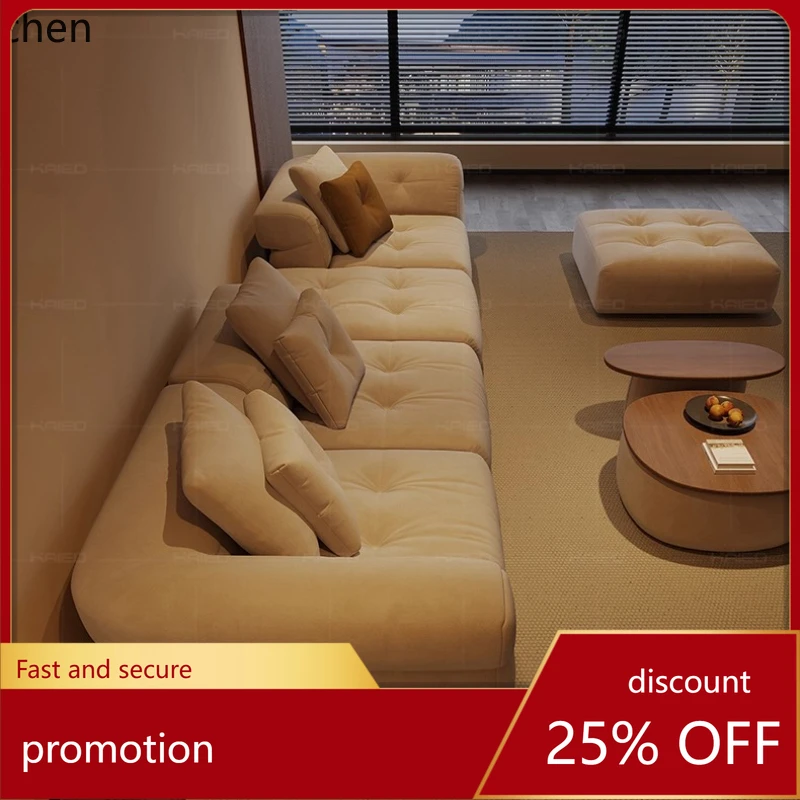 YFY Lazy Down Technology Fabric Sofa Simple Living Room Extra Wide Deep Seat Furniture