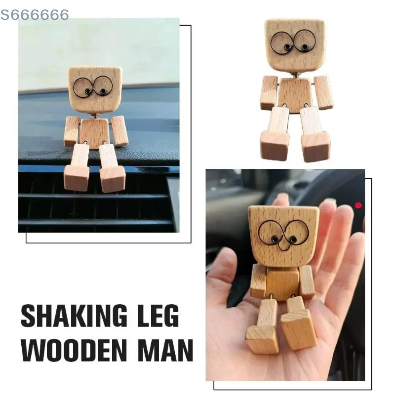 

Charming Jiggling Legs Wood Miniature Art Desk Ornaments Sweet Kinetic Wiggle Figurine for Car Console Decor Enhancements