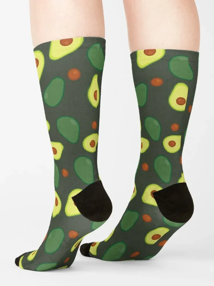 Olive Green and Yellow Avocado Food Pattern Socks christmas gift Argentina shoes hiphop Ladies Socks Men's