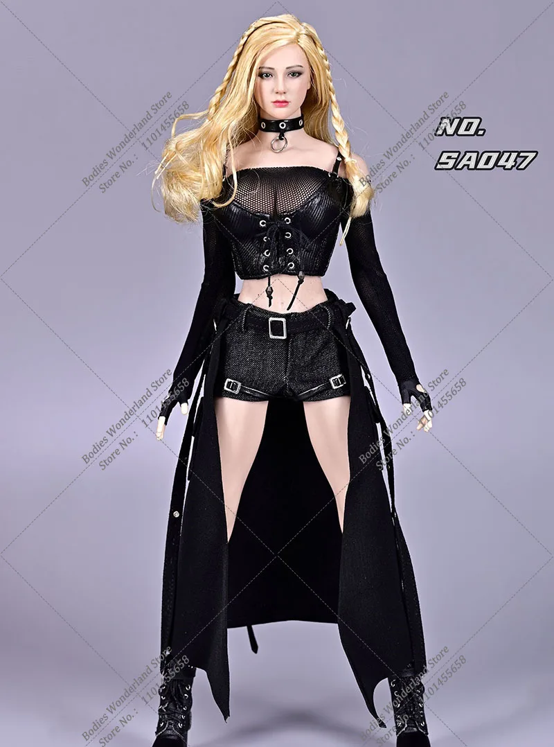 5 Pcs/set 1/6 Scale Women Dark Rock Style Mesh Bra Shorts Detachable Gothic Long Skirt Clothes Fit 12'' Action Figure Body