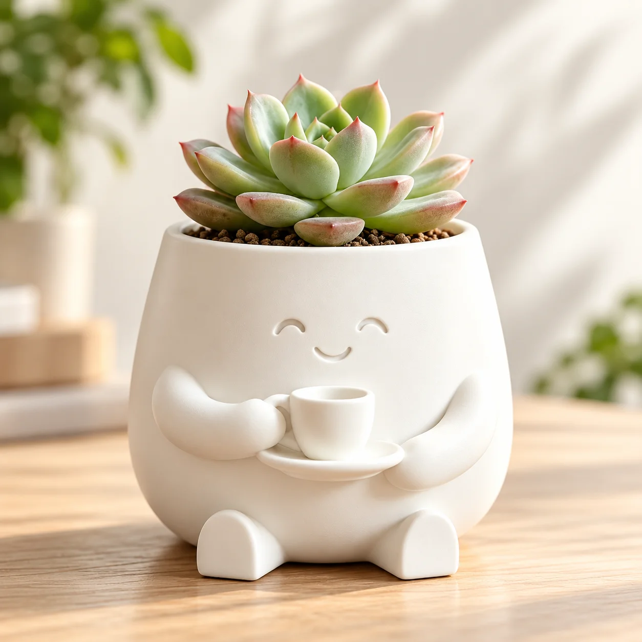 Flower Pot 3D Printed Cute Smiling Cat Planter Mini Succulent Plant Pot Indoor Cactus Holder Small Desktop Decor Home Planter