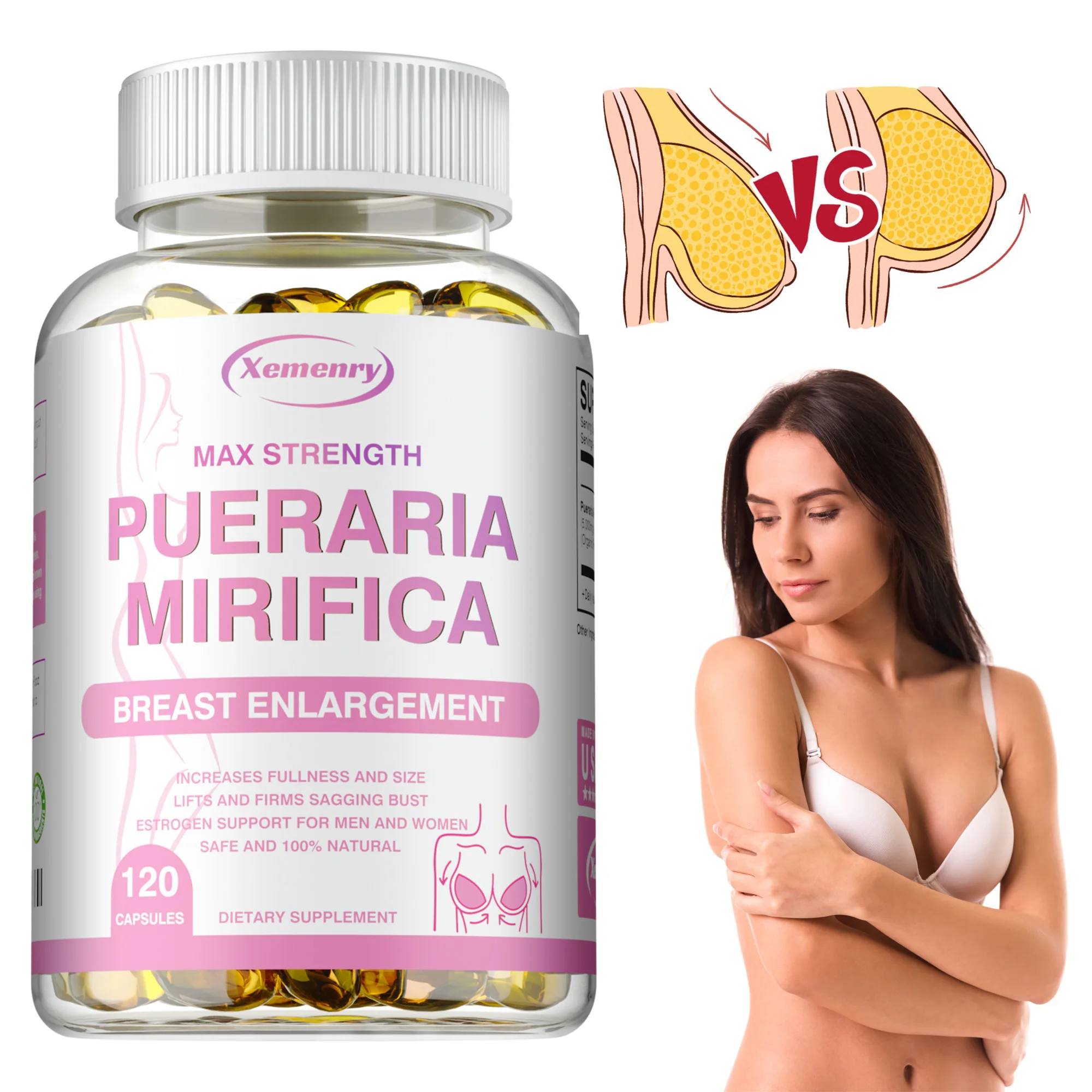 Капсулы Pueraria Mirifica 5000 мг — увеличение груди, баланс женского эзорода