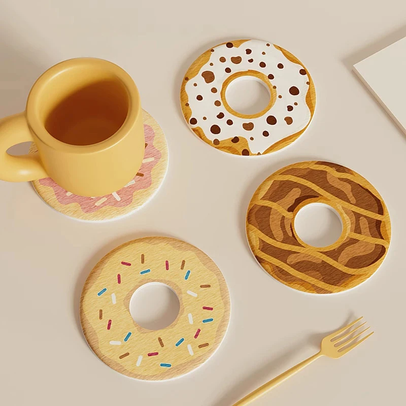 Kawaii Donut-förmiger Kieselgur-Untersetzer – saugfähige Tassenunterlage für den Schreibtisch, hitzebeständiger Tischschutz für Tassen und Brillen