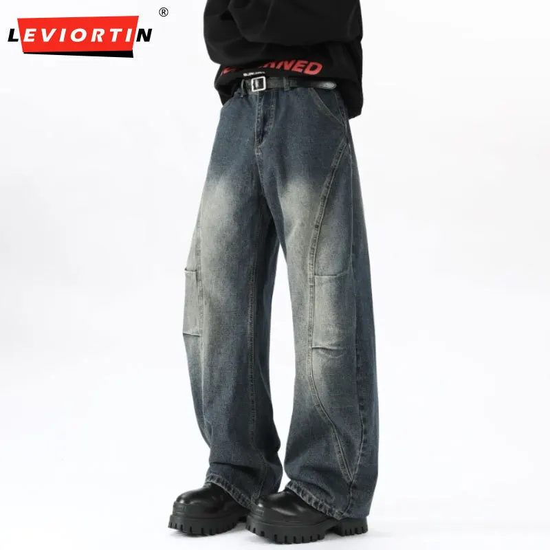 

Hip Hop Men Cargo Jeans Pants Streetwear Multi-Pockets Motocycle Workwear Denim Trousers Loose Baggy Wide Leg Jeans Women Unisex