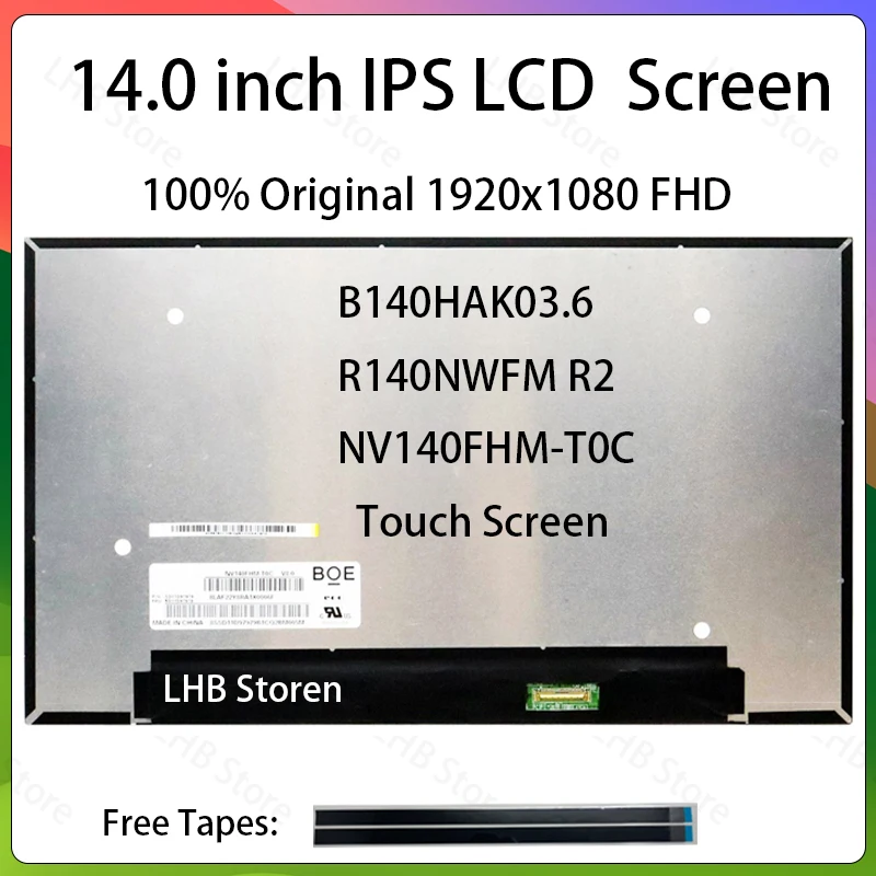 

14" Touch Screen B140HAK03.6 R140NWFM R2 NV140FHM-T0C For Lenovo ThinkPad L14 Gen 3 Gen 4 LCD Display Matrix Panel Replacement