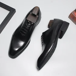 Italian Mens Oxfords Business Shoes Luxury Genuine Leather  Designer Handmade Quality Comfortable Black Wedding Formal Shoes Man