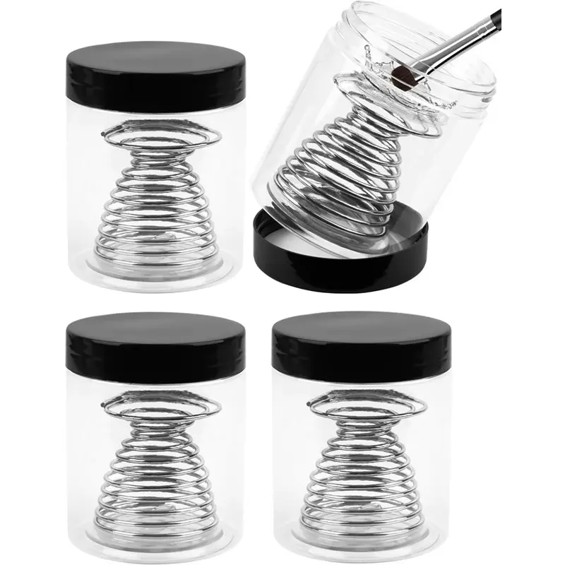 A13E-For Oil, Acrylic, Watercolor Painting 4 Pack Brush Cleaning Cup With Removable Spring Coil Removable Spring Coil