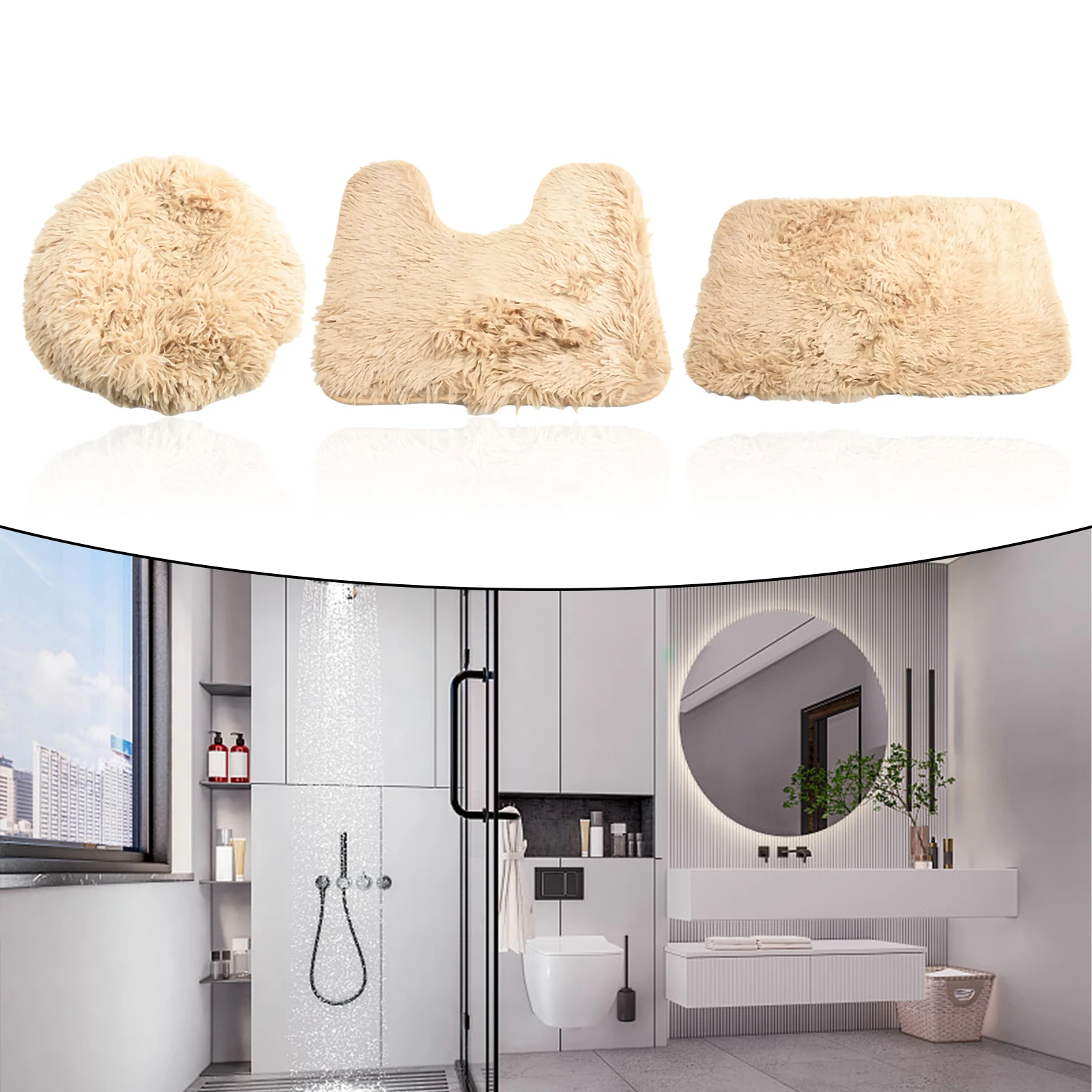 Dekorasi Kamar Mandi Karpet Kamar Mandi Chenille Karpet Chenille dengan Dukungan Anti-selip Keset Kamar Mandi Lembut Dukungan Karet Pengalaman Mewah