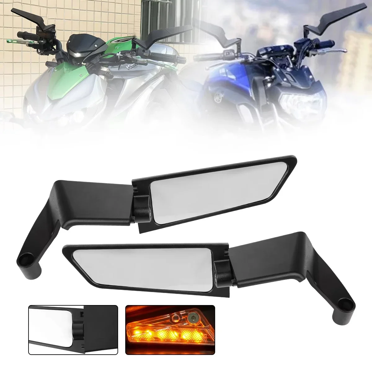 

BIG one Light Mirror spoiler Motorcycle Rearview Mirror Fixed Sports side espejos para moto mirror motorcycle for honda kawasaki