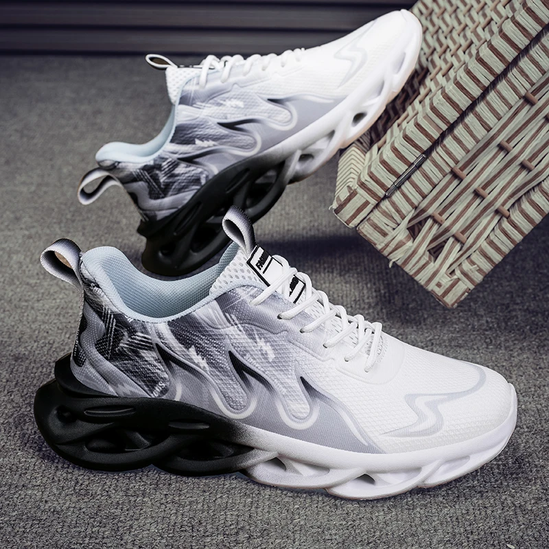 أحذية الجري الرجالية الشبكية القابلة للتنفس المسطحة المبطنة الناعمة المريحة أحذية رياضية في الهواء الطلق الصالة الرياضية العصرية أحذية الركض غير رسمية للرجال