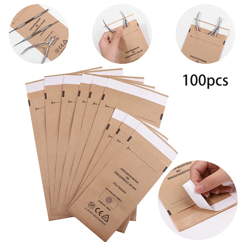 100 個ネイル滅菌器マニキュアバッグクラフトバッグ乾熱使い捨て滅菌消毒機アクセサリーネイルアートツール