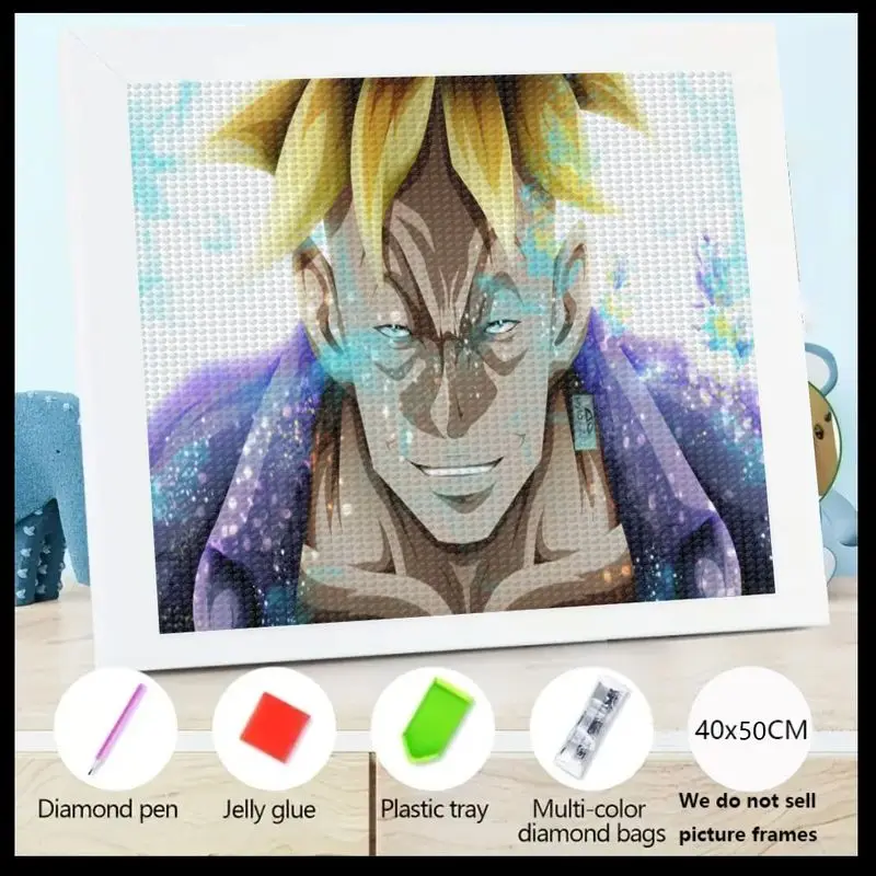 

1PC 5D Full Drill DIY Diamond Painting Kit, Boruto Jigen Anime Manga Character Crystal Rhinestone Embroidery Art Set, Large 40x5