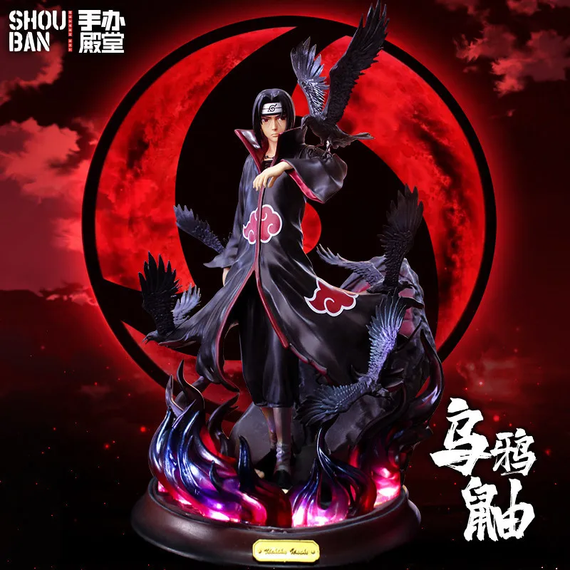 

28cm Naruto Uchiha Itachi Luminous Figure With Crow Room Decor Model Ornament Collectible Birthday Gift For Fans