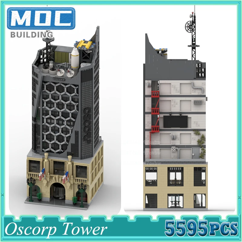 

New Movie Idea MOC Amazing Spider Oscorped Tower Building Blocks Creative Model Bricks DIY Assembly Sets Toys Xmas Gift