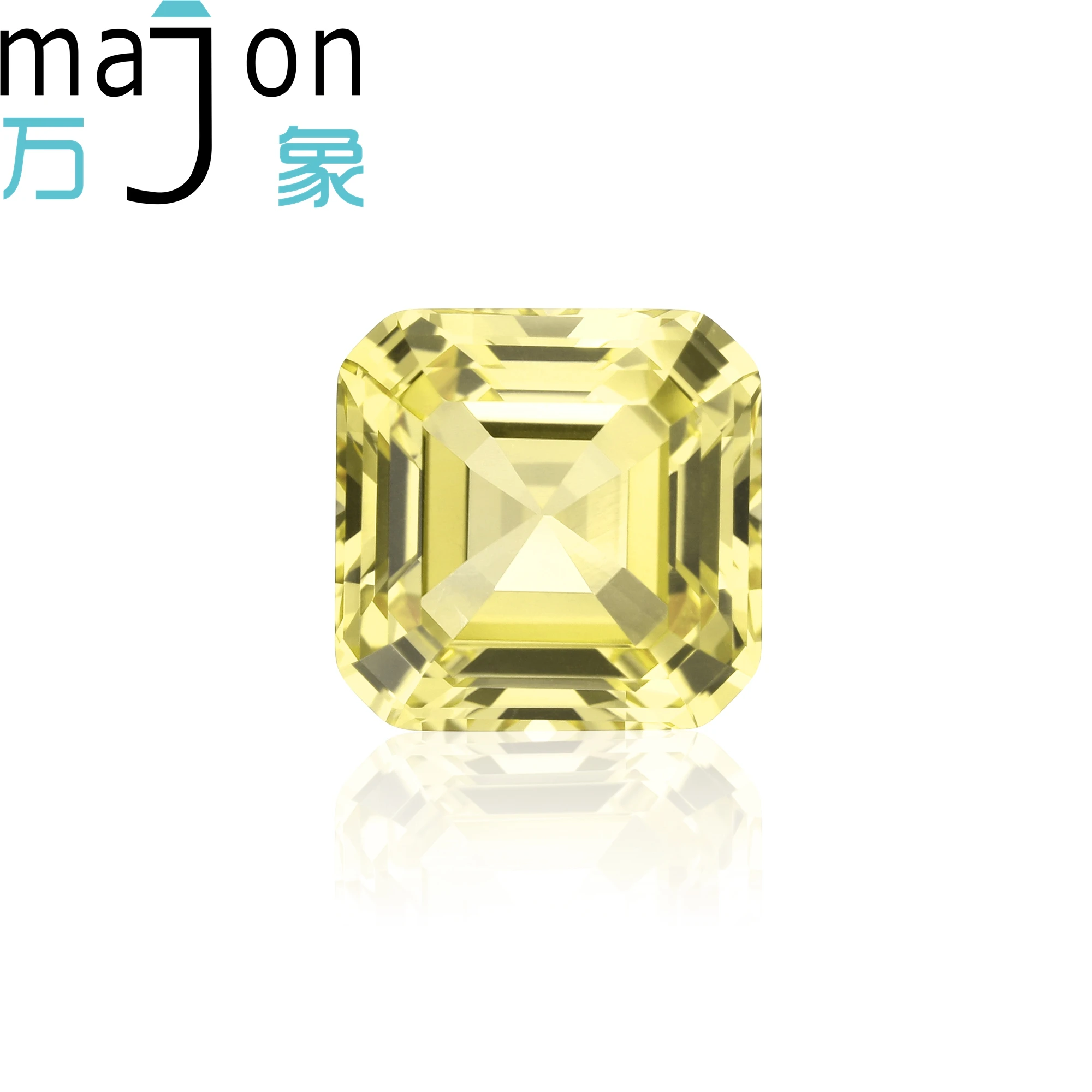 Majon Lab Grown Sapphire Asscher Cut Yellow Color Gemstone for DIY Jewelry Making AGL Certificate