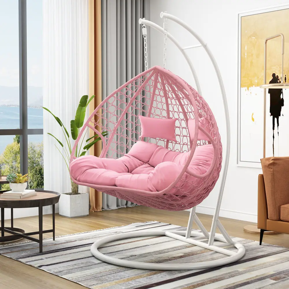 2026 Elegant Outdoor Garden Rattan Egg Swing Chair with Stand for Patio Balcony or Bedroom Living Room Outdoor Furniturepromote