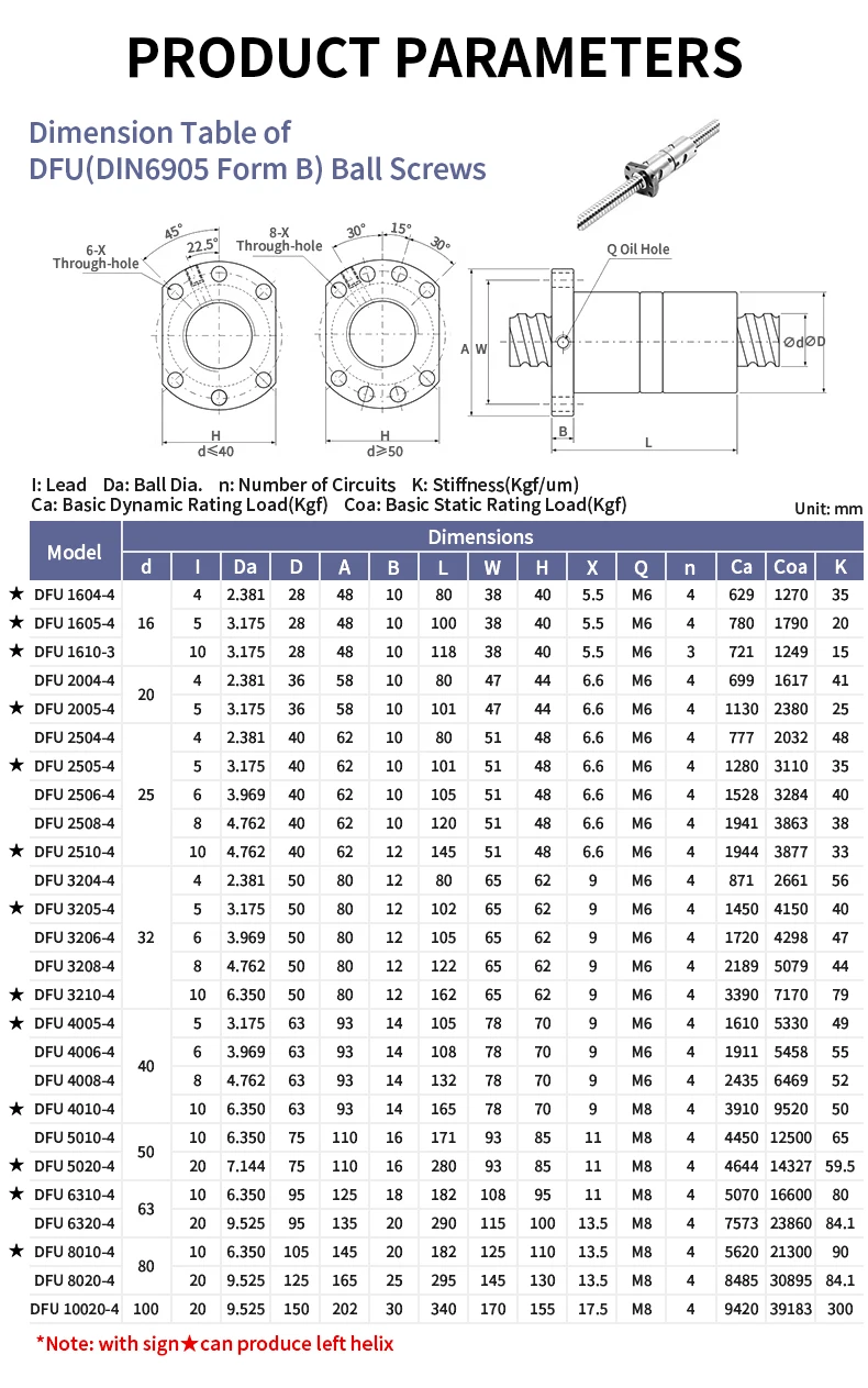 Hochpräzise Kugelumlaufspindel DFU3210 SFS3220 SFY3232 SFE3232 SFU3210 Länge 100-1150 mm mit Kugelmutter CNC-Getriebeteile – Detail 12