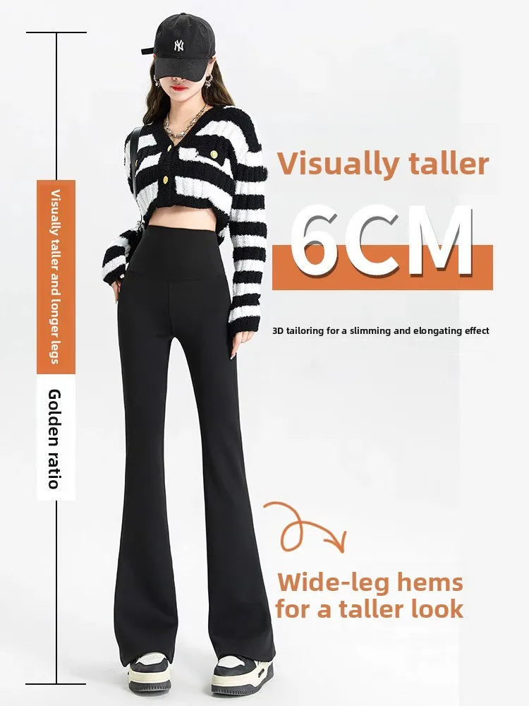 Trendy Fleece Lined Shark Bite Yoga Pants for Women High Waist Slimming Long Trousers plus Size Bottoms Online Exclusive