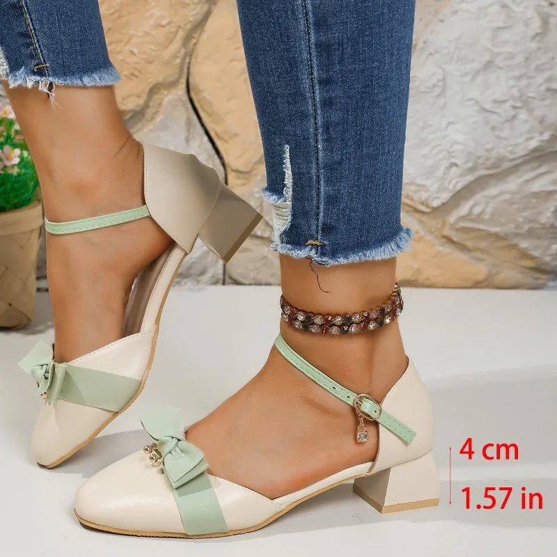 

Bow Women Sandals High Heels Shoes Summer New 2025 Elegant Chunky Party Shoes Dress Brand Woman Slippers Fashion Pumps Zapatos
