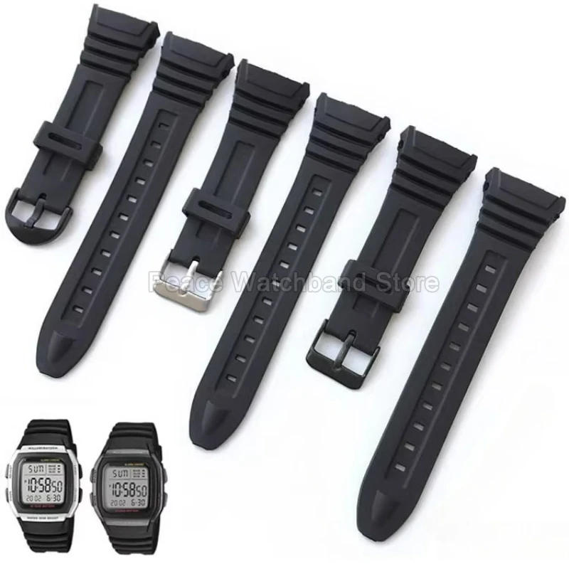 Cinturino per orologio in resina resistente allo sbiadimento di dimensioni speciali per Casio W-96H Bracciale liscio e confortevole con fibbia speciale nera