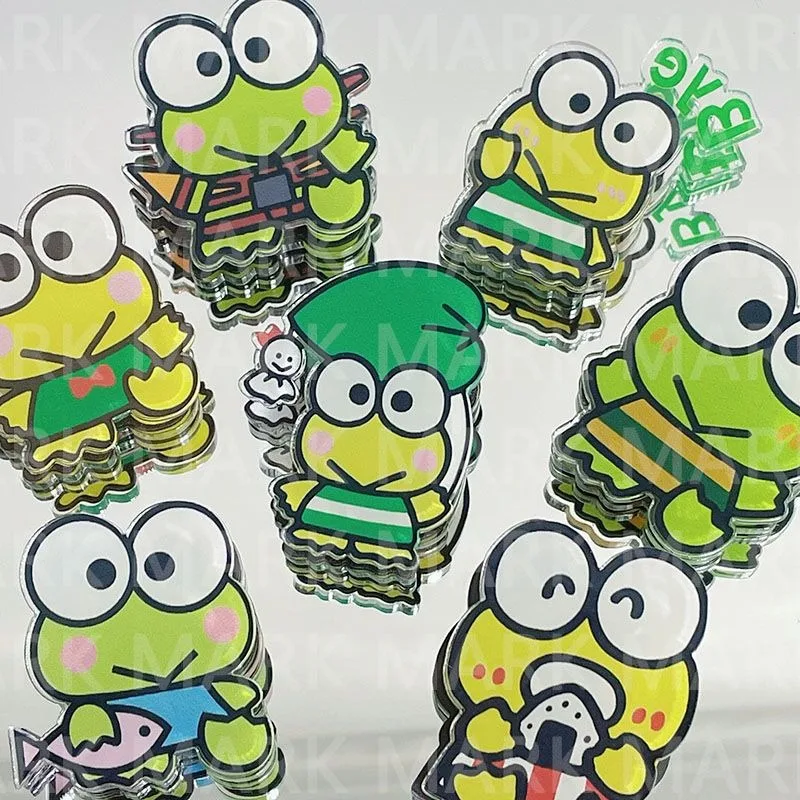 

Sanrio KeroKeroKeroppi Anime Kawaii Ins Peripheral Acrylic Clips Cute Sticky Note Snack Sealing Clips Pendant Gifts Toys