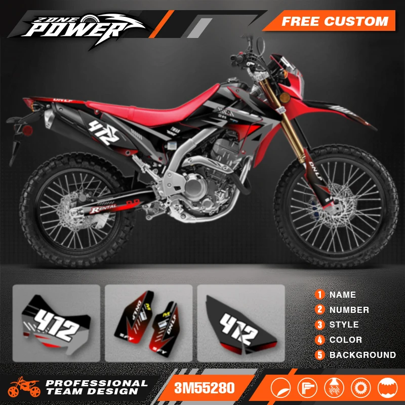 

Наборы наклеек с графическими наклейками для мотоцикла Powerzone для Honda CRF250L 2012-2015 2016 2017 2018 2019 2020, номер имени, индивидуальный заказ 010