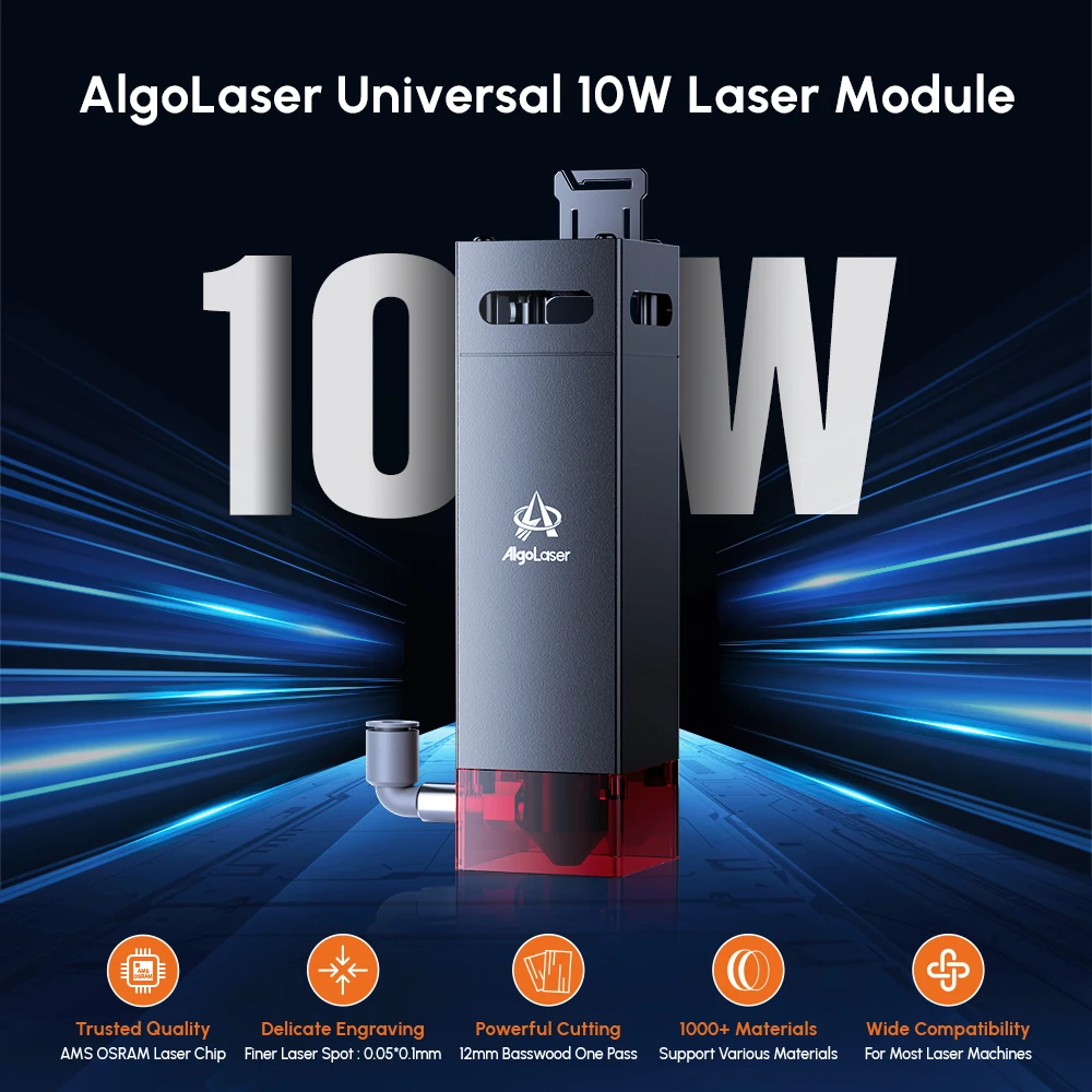 ORTUR 10W Laser Module AlgoLaser 10W Laser Head Laser Engraver Assist Nozzle Dual-Compression Diod Ultra-Thin Compressed Spot