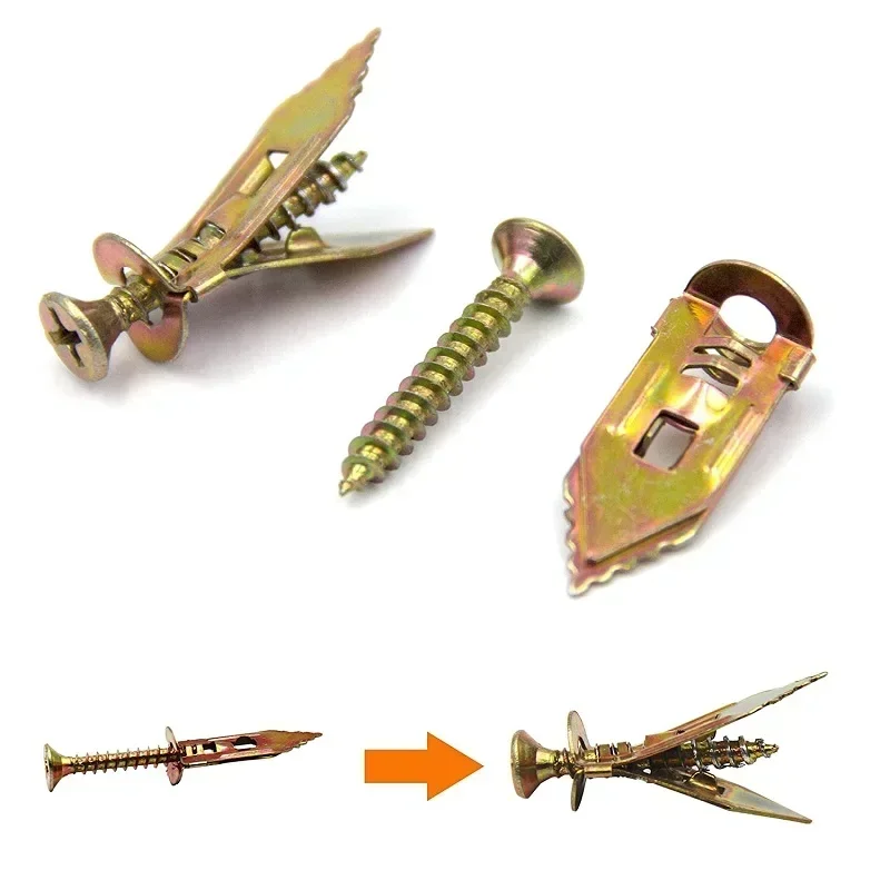 60/100Pcs Self Drilling Drywall Anchors Screws, Self Tapping Screws, Easy Application for Gypsum Plasterboard, Dowel