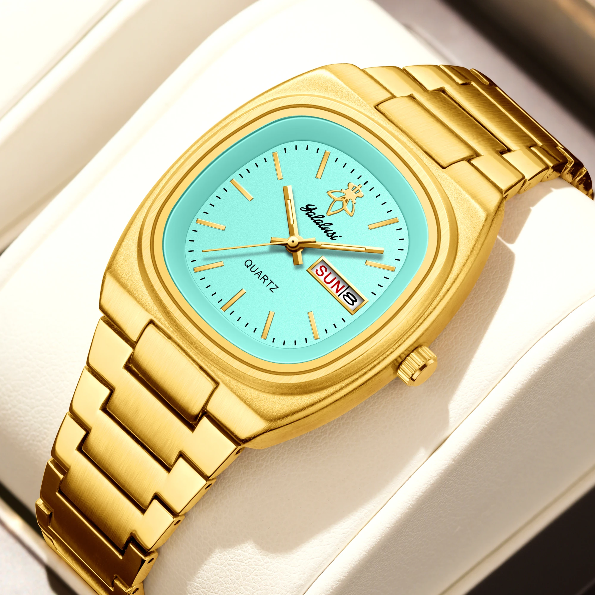 YaLaLuSi Genuine Women's Quartz Wristwatch Hot Brand Dual Calendar Function Gold Business Elegant Box Watch Remover Ion Plating