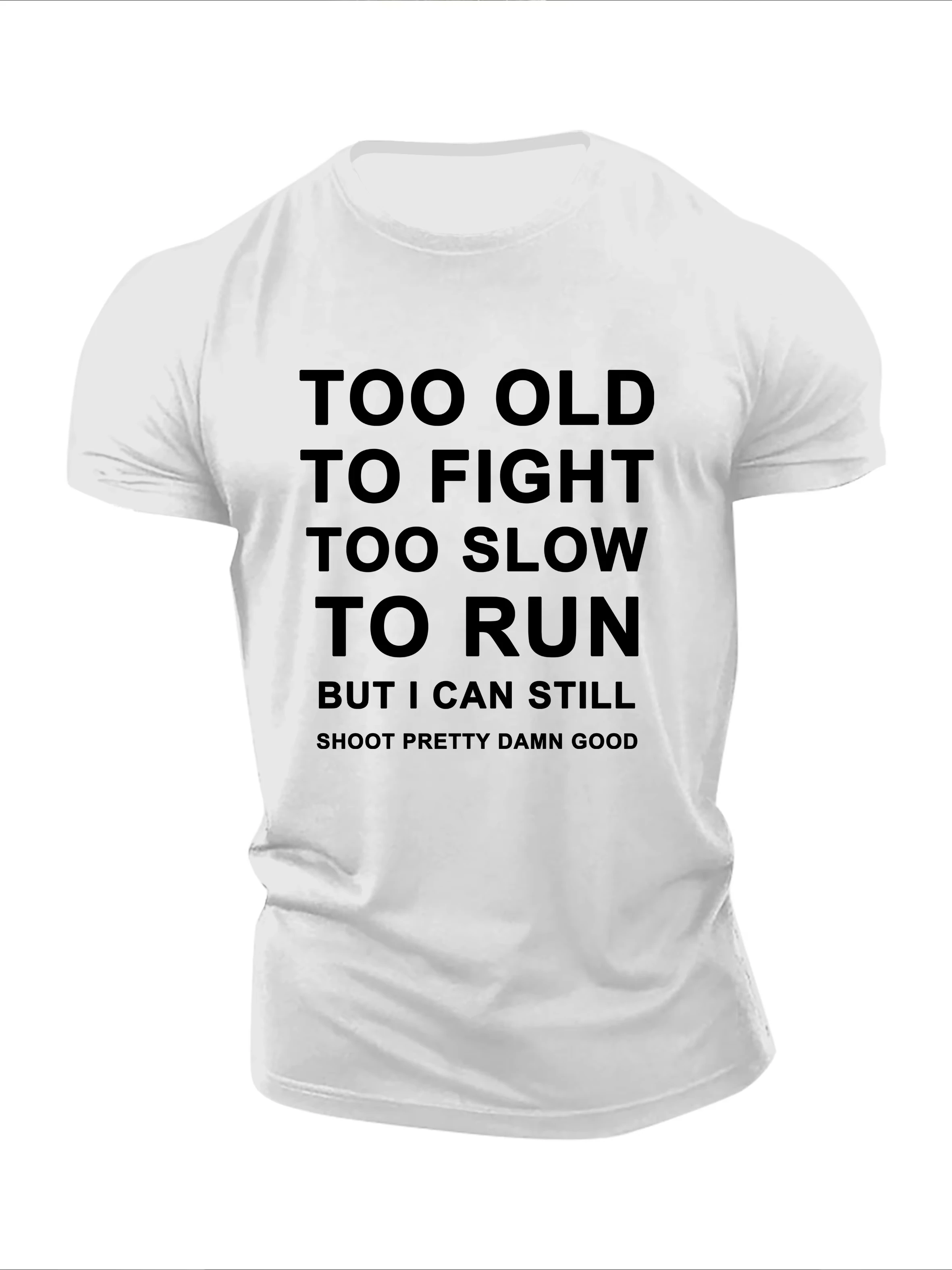 تي شيرت رجالي كاجوال برقبة دائرية مقاس كبير "عمر جدًا للقتال ببطء جدًا للتشغيل" ملابس رجالية خفيفة الوزن بأكمام قصيرة مطبوعة برسومات جرافيك #2