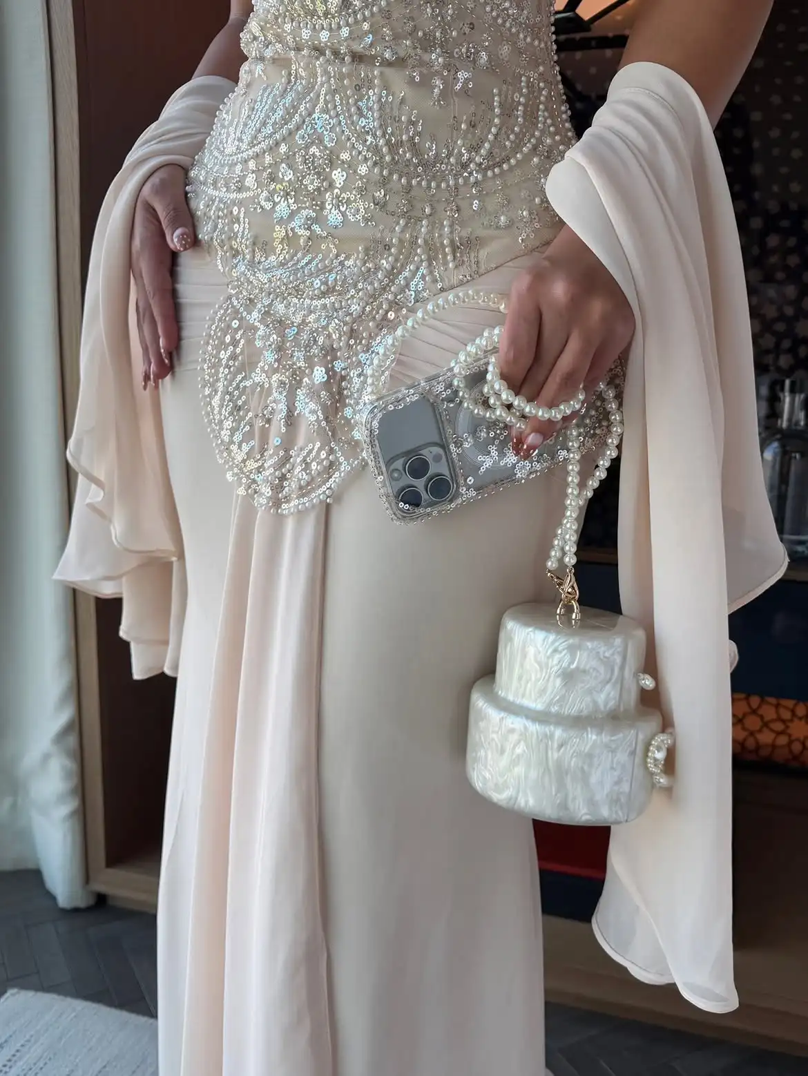 LumiGown 2026 Custom Beaded Mermaid Evening Gown Sweetheart Sleeveless Champagne Chiffon Formal Party Dress For Wedding Guest