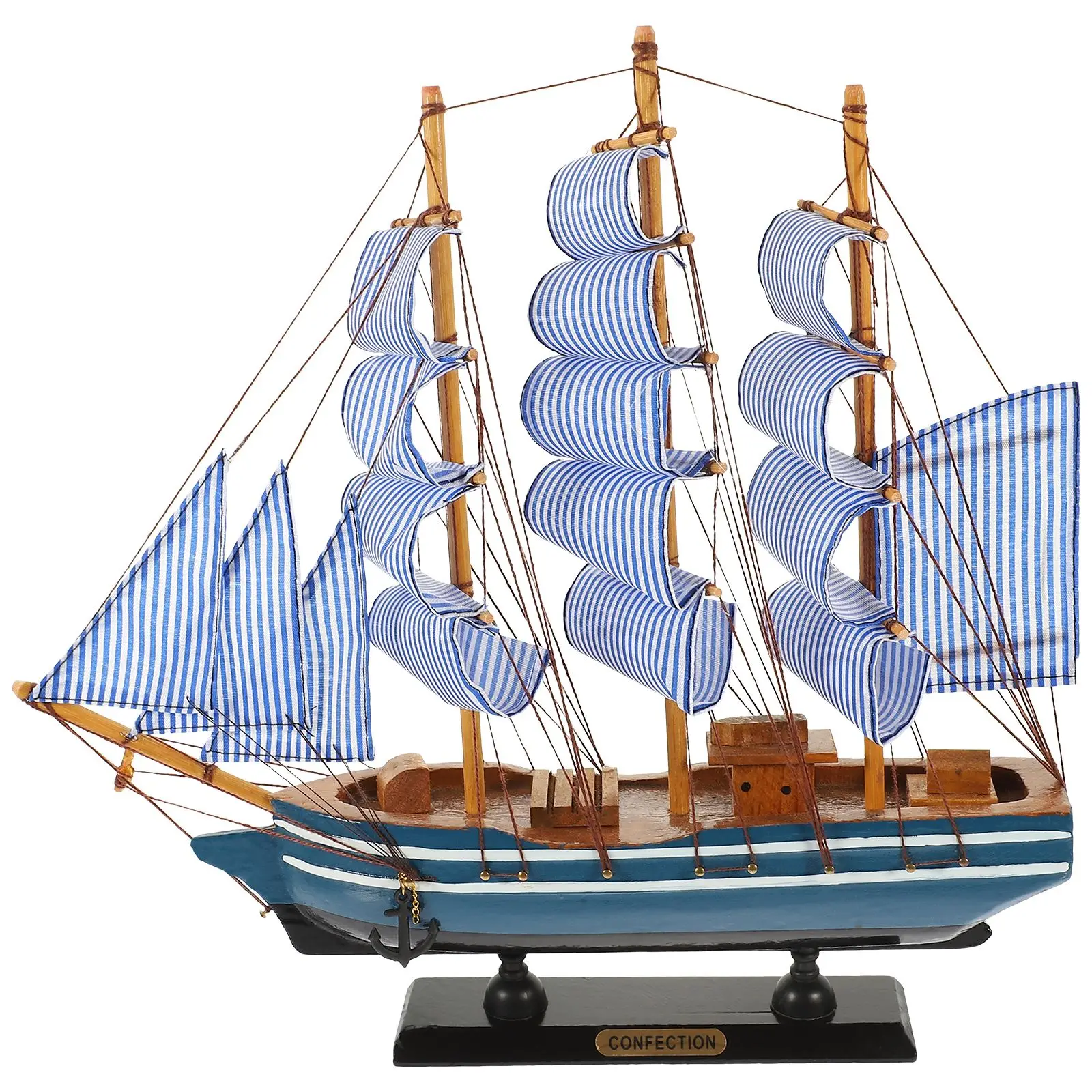 

1PC 3D Sailboat Shaped Decor Model Decorative Wooden Sailing Ship Ornamentation Desktop Sailboat Shaped Decor Craft Puzzle