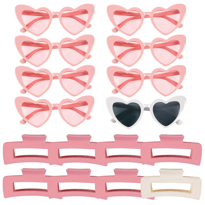 6/8sets Bridesmaid Proposal Gifts Square Hair Claw Clip Heart Sunglasses Wedding Bridal Shower Favor Bachelorette Party Supplies