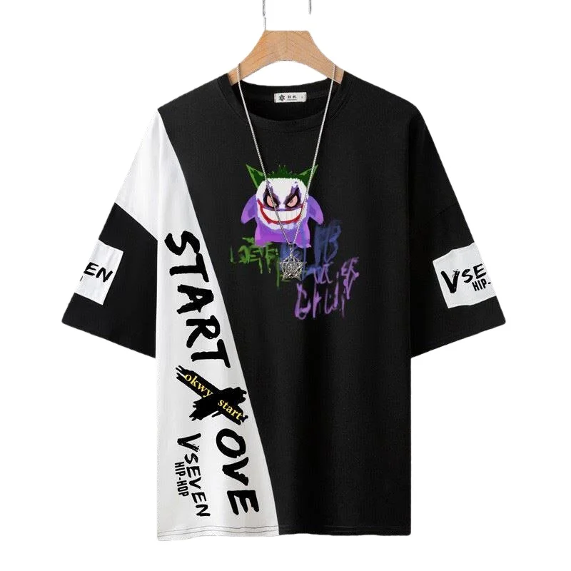 Bandai 2026 Anime Pokémon Tintenmuster Gengui Pokémon 3D-Druck Schnell Trocknend Atmungsaktiv Bequem Eltern-Kind T-Shirt