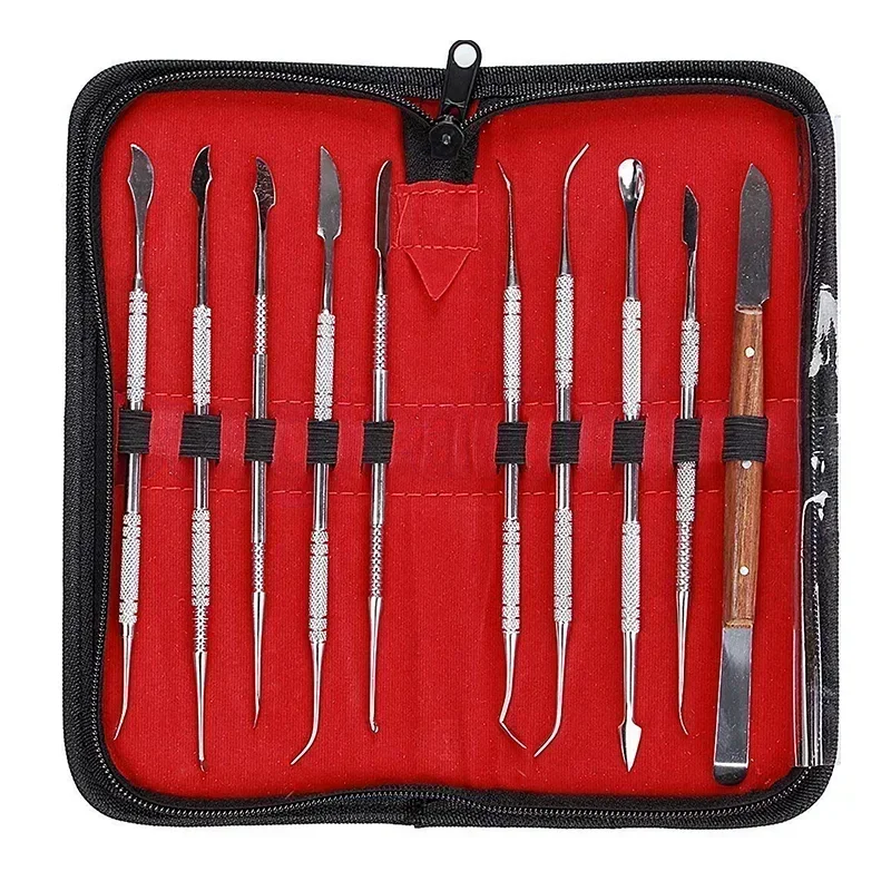 

1set Double Ended Stainless Steel Dental Cleaner Tweezers Dental Care Probe Tools Dentistry