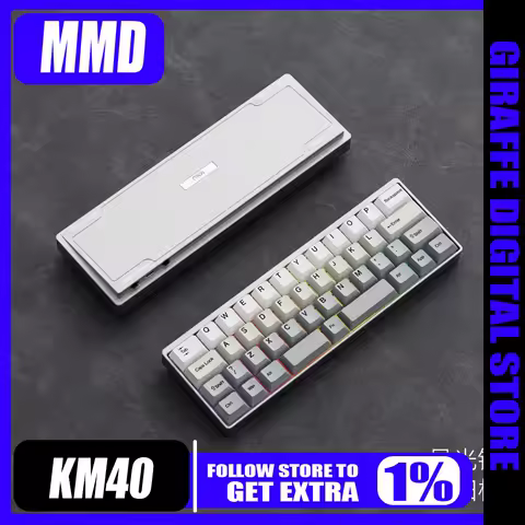 MMD KM40 V2 Mechanical Keyboard Three-mode Wireless 2.4g Bluetooth Cnc Aluminum Lump Designer Game O-ring Keyboard PC Accessorie